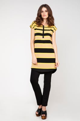 Mouwloze tuniek van gestreepte rayon-elasthanstof