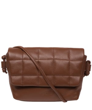 'Zoey' Dark Tan Nappa Leather Cross Body Bag