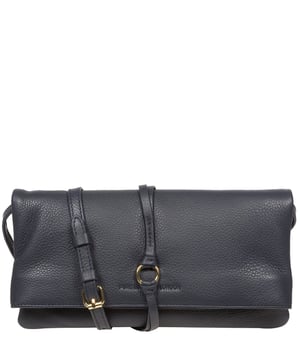 'Selene' Navy Nappa Leather Cross Body Clutch Bag