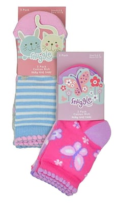 6 Pair Baby Girls Butterfly Design Sock | Sock Snob | Soft Comfortable Animal Socks for Toddler - Animal