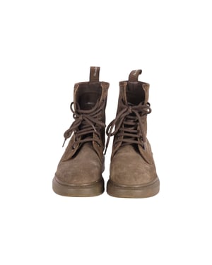 Alexander Mcqueen Lace Up Combat Boots in Khaki Suede