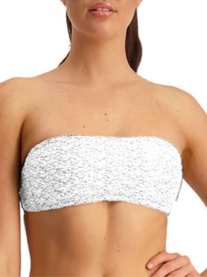 Metallic Chic Triangle Bikini Top White