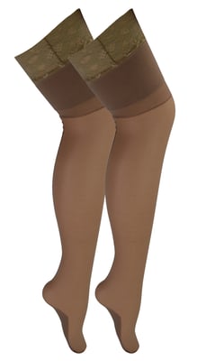 2 Pair Multipack Women's Seamed Stockings with Lace Top | Sock Snob | Ladies Thigh High Stockings - Nude / Nude