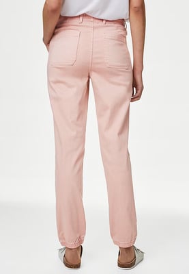 M&S Collection Ladies Cotton Blend Slim Fit Ankle Grazer Joggers Pink