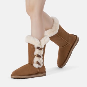 EVER AU Australia Women Ashy Horn Toggle Buttons Tall Boots