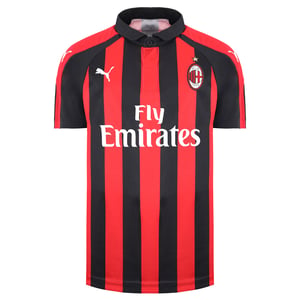Puma AC Milan Kortärmad Krage Svart/Röd Barn Fotboll Hemmatröja 754421 06