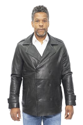 Mens Leather Peacoat-Amara