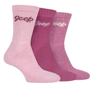 Womens Hiking Boot Socks | Jeep | Ladies Ribbed Outdoor Cushioned Socks with Reinforced Heel and Toe - Rose / Cream