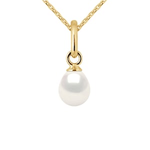 Hanger Zoetwater Pearl 5-6mm White Pear 18K geel goud Geleverd met ketting