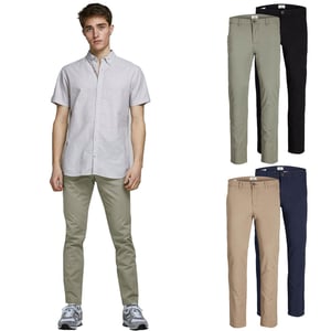 JACK&JONES Men's Multi-Pack Pants, Marco Paspel Pockets Low Rise Chinos, 2 Pack