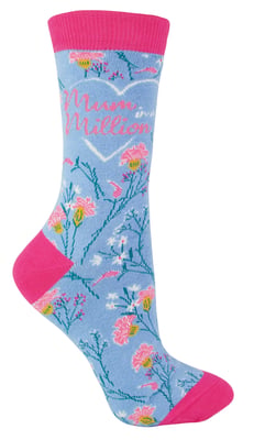 Miss Sparrow - Ladies Mum Socks | Floral Patterned Bamboo Socks | Breathable Soft | Gifts for Mothers Day - Mum Socks (Blue)