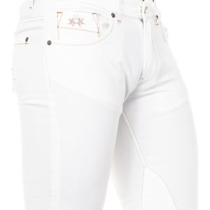Men's long straight-cut denim trousers with hems JMT016