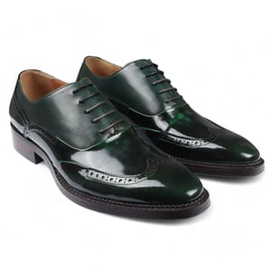 Justin Reess Heren Groene Patent Leren Brogue Formele Schoenen - Harry