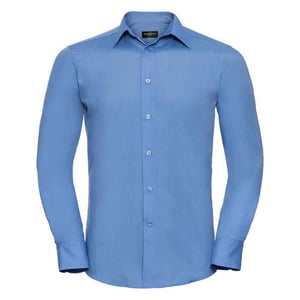 Russell Collection Mens Polycotton Easy-Care Long-Sleeved Formal Shirt (Corporate Blue)