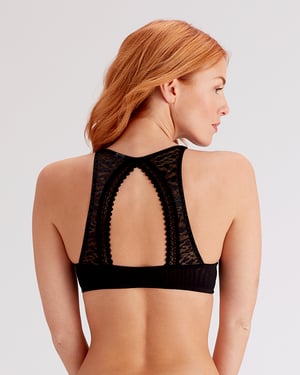 Graphic Mesh Moulded T-Shirt Bra - Black