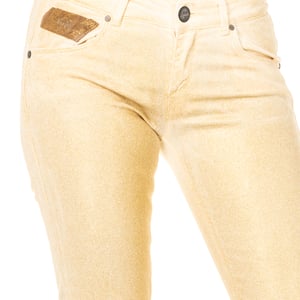 Stretchbroek met glanzend effect en dun gesneden zomen HWT012 vrouw