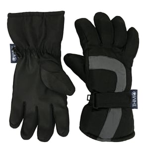 Kids Thinsulate Ski Gloves for Winter | THMO | Waterproof Fleece Lined Thermal Warm Ski Gloves for Boys - Black