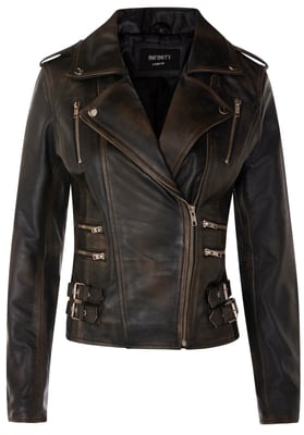 Dames leren Brando bikerjack-Loddon