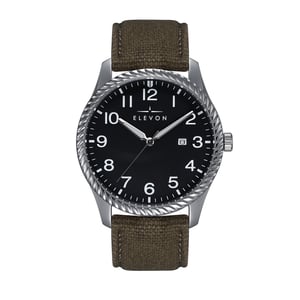 Elevon Crosswind-horloge met leren band en canvasbekleding met datum