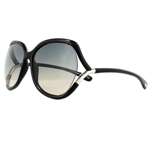 Tom Ford Square dames glanzende zwarte rook grijze gradiënt zonnebril