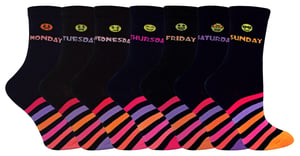 Kids Novelty Days of the Week Socks | 7 Pairs | For Boys & Girls