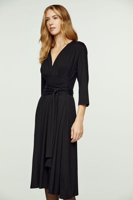 Black Empire Line Dress with Belt