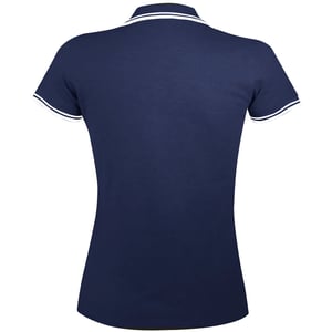 SOLS Womens/Ladies Pasadena Tipped Short Sleeve Pique Polo Shirt (French Navy/White)