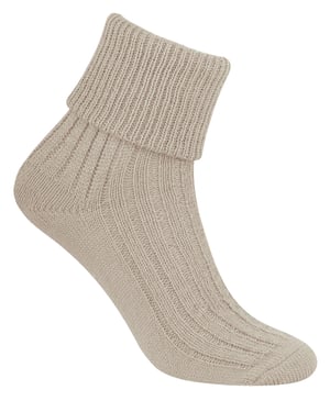 3 Pairs Womens Wool Bed Socks | Steven | Luxury Warm Lounge Sleep Socks - Beige
