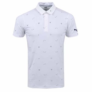 Puma Cloudpsun H8 ShortSleeve Collared BrightWhite Men Golf Polo Shirt 533855 01