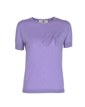 Crown Of Edinburgh Cashmere Short Sleeve Art 003 Lilac Letter K