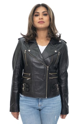 Dames leren vintage Brando Bikerjack-Orlando
