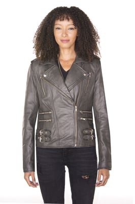 Dames leren vintage Brando Bikerjack-Orlando
