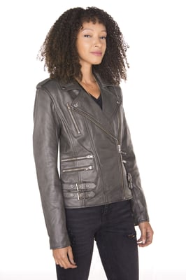 Dames leren vintage Brando Bikerjack-Orlando