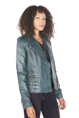 Dames leren vintage Brando Bikerjack-Orlando