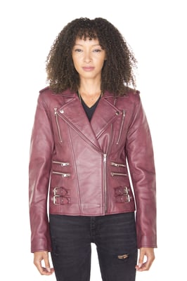 Dames leren vintage Brando Bikerjack-Orlando