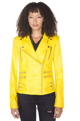 Womens Leather Vintage Brando Biker Jacket-Orlando