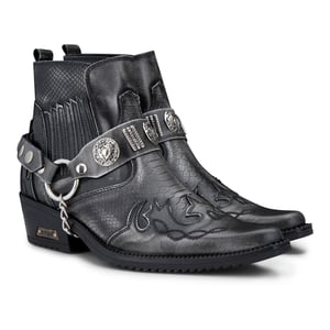 Grijze slangenhuid Winklepicker cowboy lederen enkellaarzen voor heren