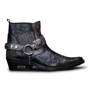 Heren bruine slangenhuid Winklepicker cowboy lederen enkellaarzen