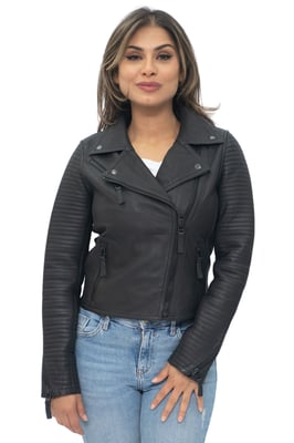 Dames leer mat vintage Brando bikerjack-Taipei