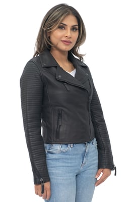 Dames leer mat vintage Brando bikerjack-Taipei
