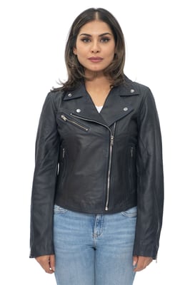 Dames lederen klassieke biker Brando jas-Baku