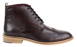 Klassieke Oxford Brogue-enkellaarzen voor heren in bruin leer