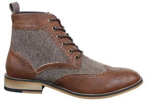 Heren klassieke Tweed Oxford enkellaarzen in bruin leer