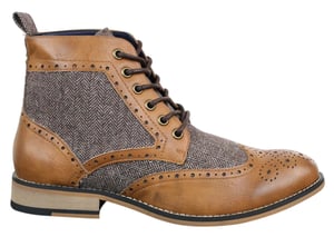 Klassieke Tweed Oxford-enkellaarzen voor heren in bruin leer
