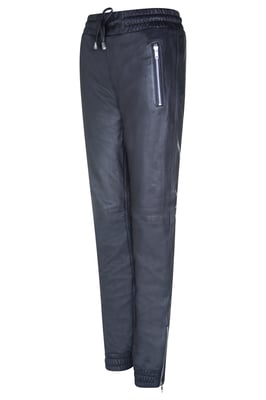 Zwart leren nappabroek voor dames, joggingbroek