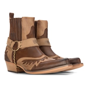 Heren leren cowboy-enkellaarzen bruin Cubaanse biker Winklepickers Western Country