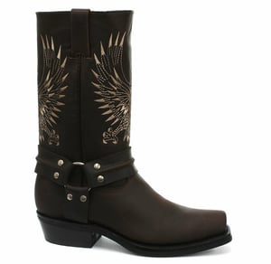 Grinders Cowboy Boots i brunt läder för herrar-Bald Eagle