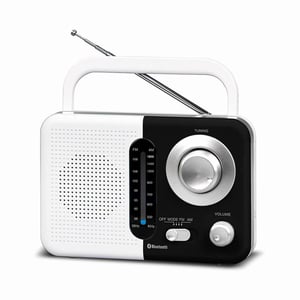 Soundz SZ412 AM/FM Portable Bluetooth Radio With USB Port And SD Card Slot White & Black
