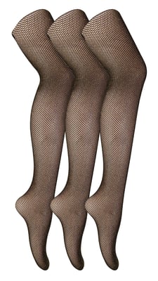 3 Pair Multipack Fishnet Tights for Women | Sock Snob | Stylish Footed Pretty Stocking Ideal for Dance Party - Black / Gold