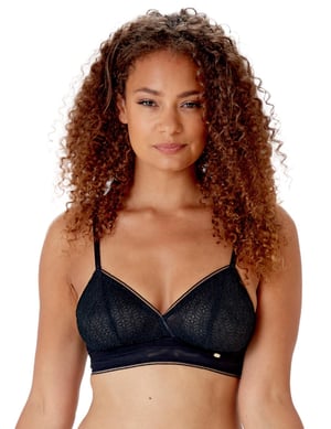 Delicate Lace Non-Wired Bra - Black